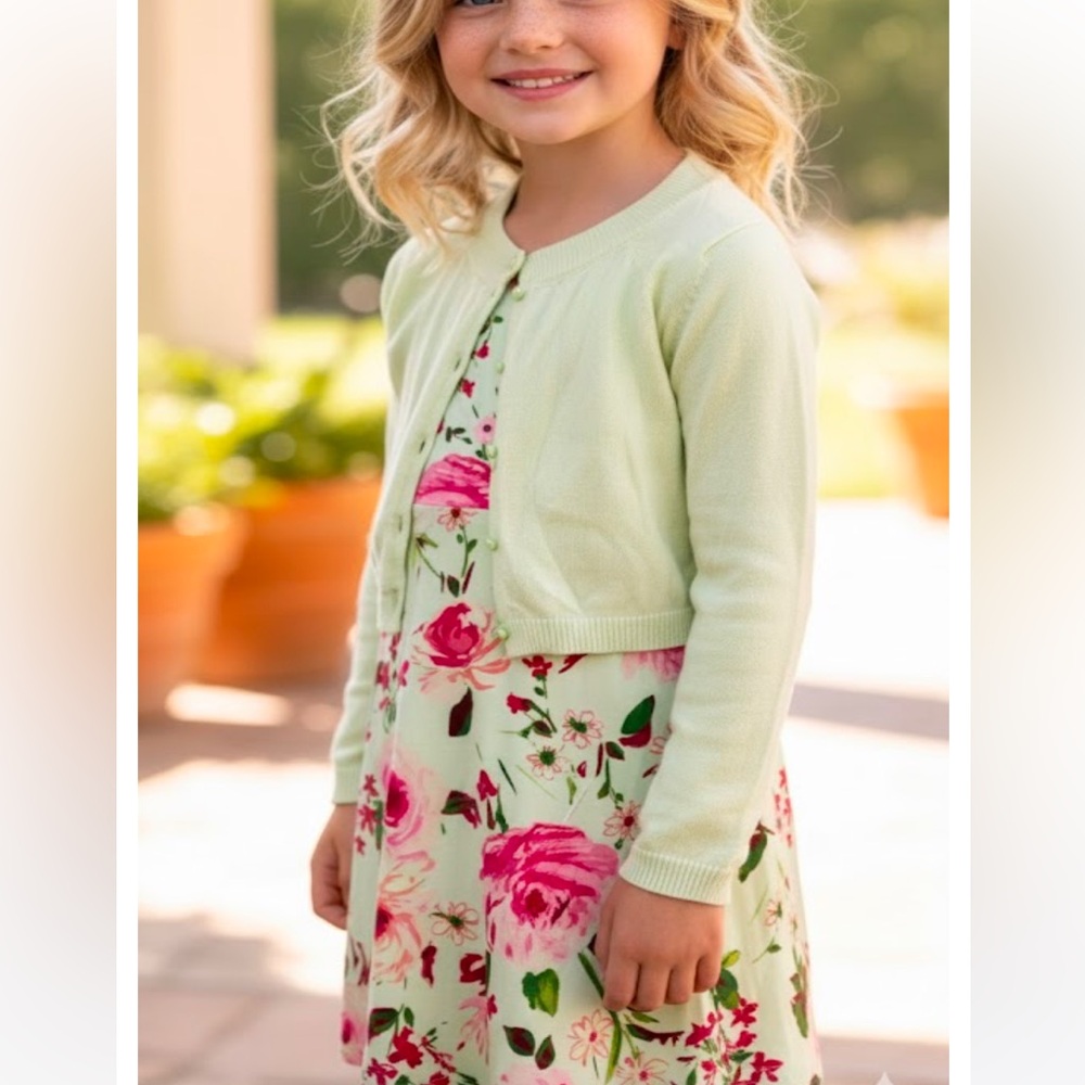 Girls Summer Floral Dress w/Cardigan sz 7